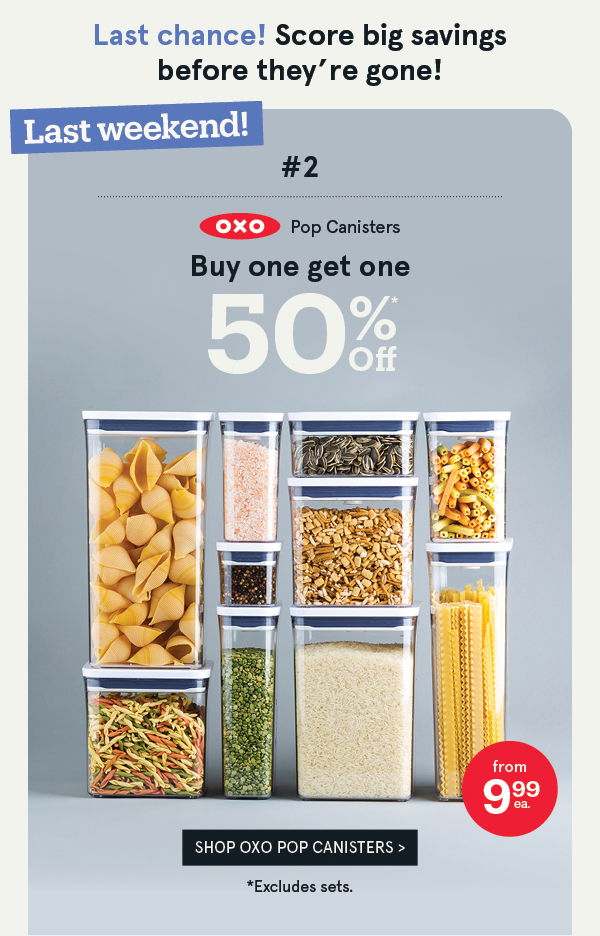 OXO Pop Canisters BOGO 50% Off