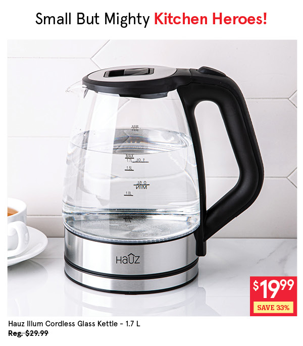 Hauz Illum Cordless Glass Kettle 1.7L