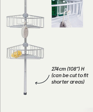 Aluminum 'Paloma' Tension Bathtub Corner Shelf