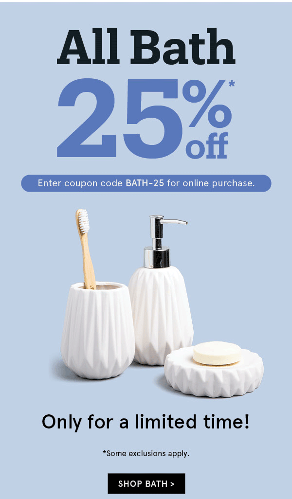 25% OFF ALL BATH