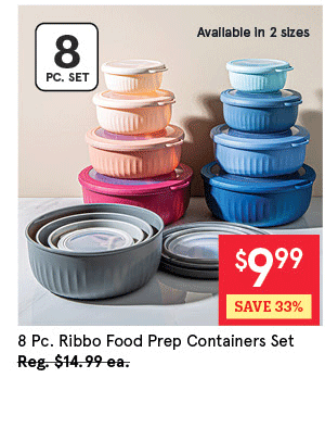 Ribbo 'Round' Food Prep Containers with Lids - Set of 8