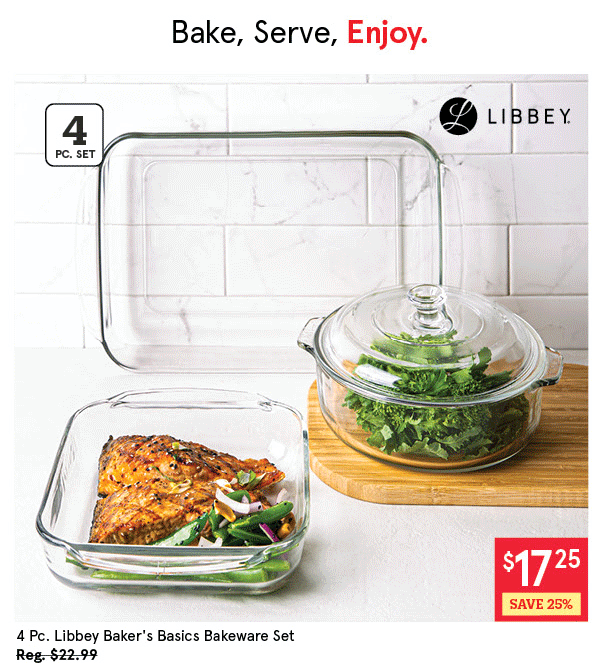 Libbey Baker's Basics Glass Bakeware Combo - Set of 4 