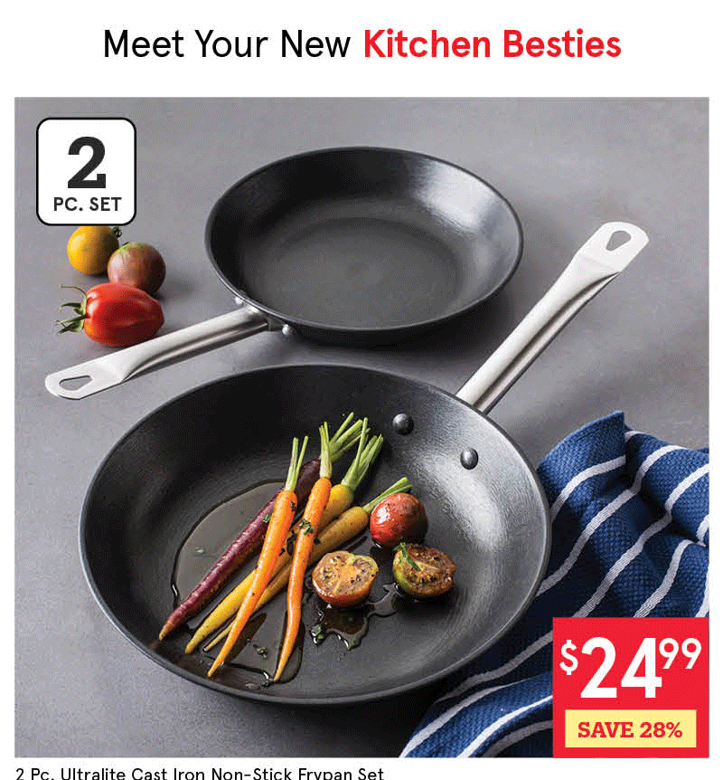 Ultralite Cast Iron Non-Stick Frypan - Set of 2