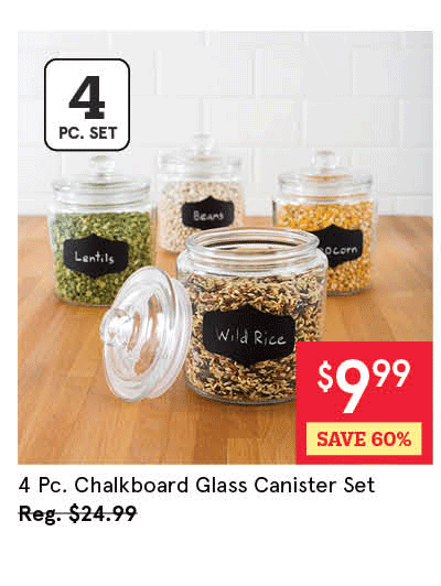 Chalkboard Glass Canister with Lid - Set of 4