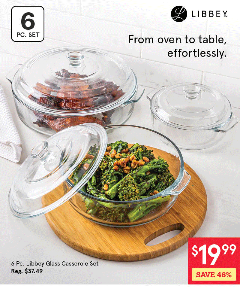 Libbey Baker's Basics Glass Casserole Combo - Set of 6 