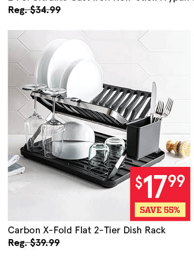 Carbon X-Fold Flat Dish Rack with Tray 2-Tier