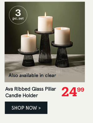 Ava Ribbed Glass Pillar Candle Holder
