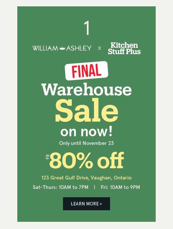 Warehouse Sale on now