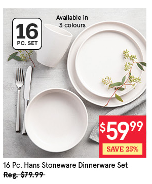 KSP HANS STONEWARE DINNERWARE SET/16 GREY