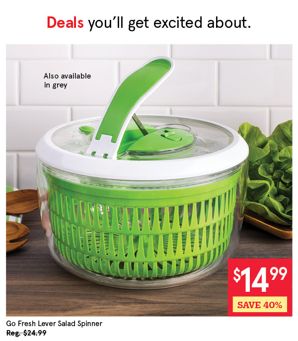 KSP GO FRESH LEVER SALAD SPINNER 26 CM DIA. X 17.5 CM GREEN