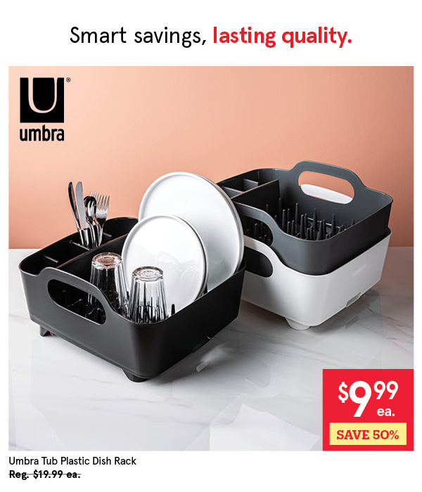 UMBRA TUB PLASTIC DISH RACK 14.3" X 13.3" X 7" H BLACK