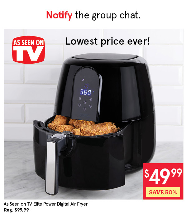 AS SEEN ON TV ELITE POWER DIGITAL LOW FAT AIR FRYER 5.2 L / 5.5 QT. BLACK
