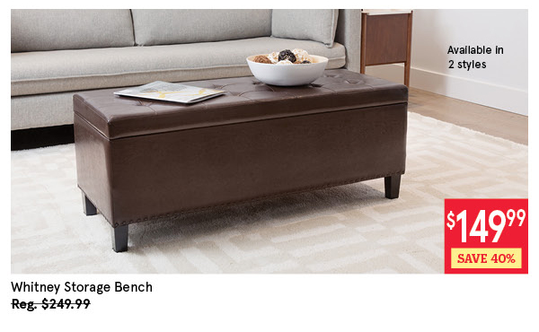 KSP WHITNEY STORAGE BENCH LEATHERETTE 113 X 44 X 44.5 CM BROWN