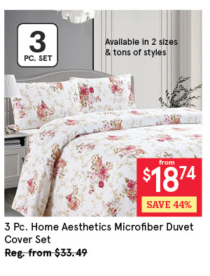 HOME AESTHETICS LUXURY 9500 PRINTED 100% MICROFIBER DUVET COVER SET/3 DOUBLE/QUEEN ASSTD.
