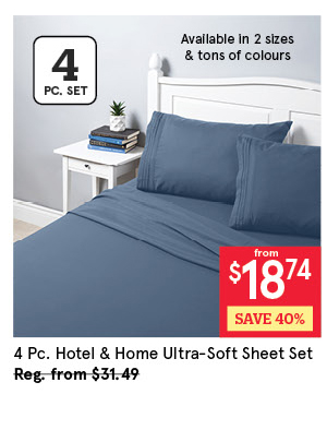 HOTEL & HOME ULTRA-SOFT 100% MICROFIBER SHEET "SOLID" SET/4 QUEEN CAPTAIN BLUE