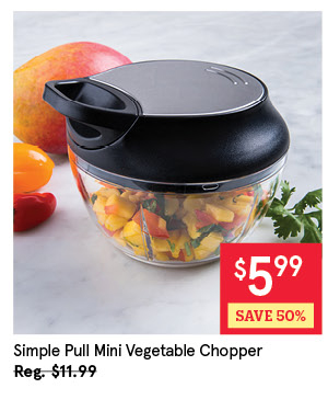 KSP SIMPLE PULL MINI VEGETABLE CHOPPER 12.5 DIA. X 9.5 CM BLACK/STAINLESS STEEL