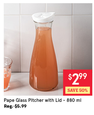 KSP PAPE GLASS PITCHER W/LID 880 ML / 29.75 OZ. CLEAR/WHITE