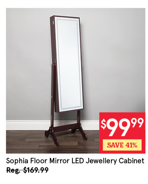 KSP SOPHIA FLOOR MIRROR LED JEWELRY CAB'T 48 X 40 X 161 CM BROWN