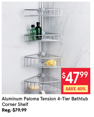 KSP ALUMINUM PALOMA TENSION BATHTUB CORNER SHELF 4-TIER / 108" H