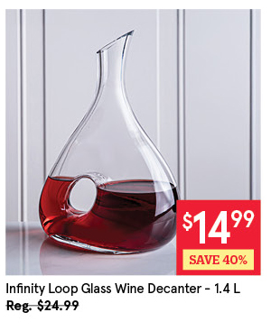 KSP INFINITY LOOP GLASS WINE DECANTER 1.4 L / 47.3 OZ. CLEAR