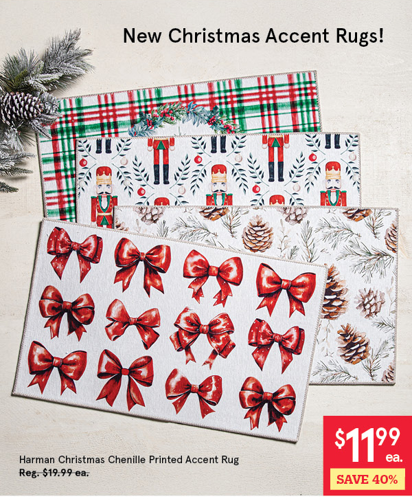 HARMAN XMAS CHENILLE PRINTED ACCENT RUG 