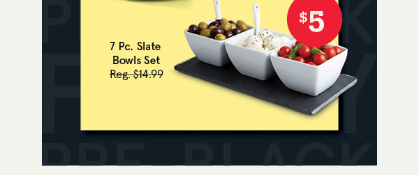 Slate Porcelain Bowls with Tray & Spoons - Set of 7