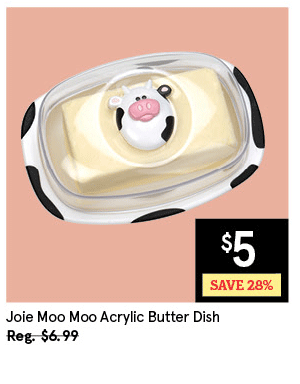 JOIE MOO MOO ACRYLIC BUTTER DISH 454 G / 1 LB BLACK/WHITE