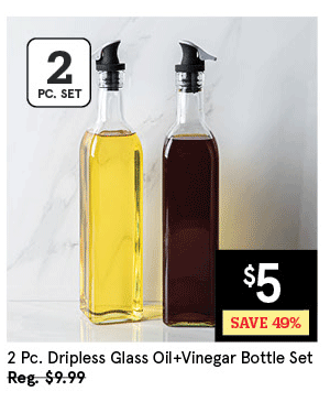 KSP DRIPLESS GLASS OIL+VINEGAR BOTTLE COMBO SET/2 500 ML CLEAR