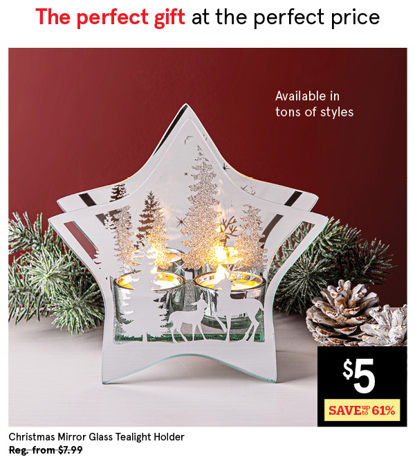 Christmas Mirror 'Star' Glass Tealight Holder