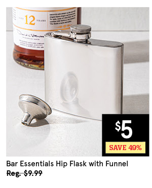 KSP BAR ESSENTIALS HIP FLASK W/FUNNEL 150 ML / 5 OZ ST/STEEL