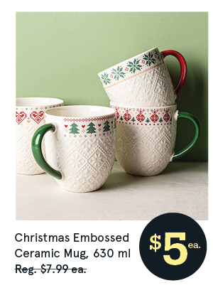 Christmas Embossed 'Ornament' Ceramic Mug