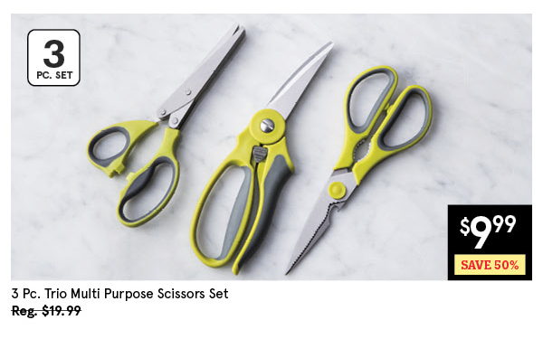 KSP TRIO MULTI PURPOSE SCISSORS "SOFT GRIP" SET/3 GREEN