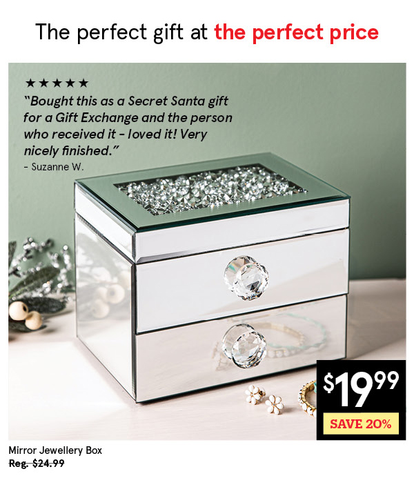 KSP MIRROR JEWELLERY BOX "SPIFFY RESIN" 20 X 15 X 14.5 CM SILVER