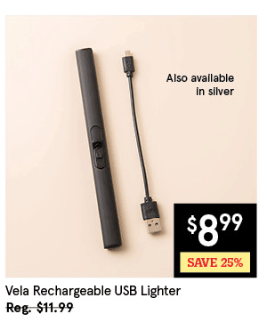 KSP VELA RECHARGEABLE USB LIGHTER BLACK