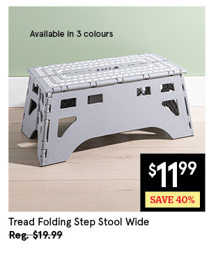 KSP TREAD FOLDING STEP STOOL WIDE 19.5" X 8.5" X 8.5"H WHITE