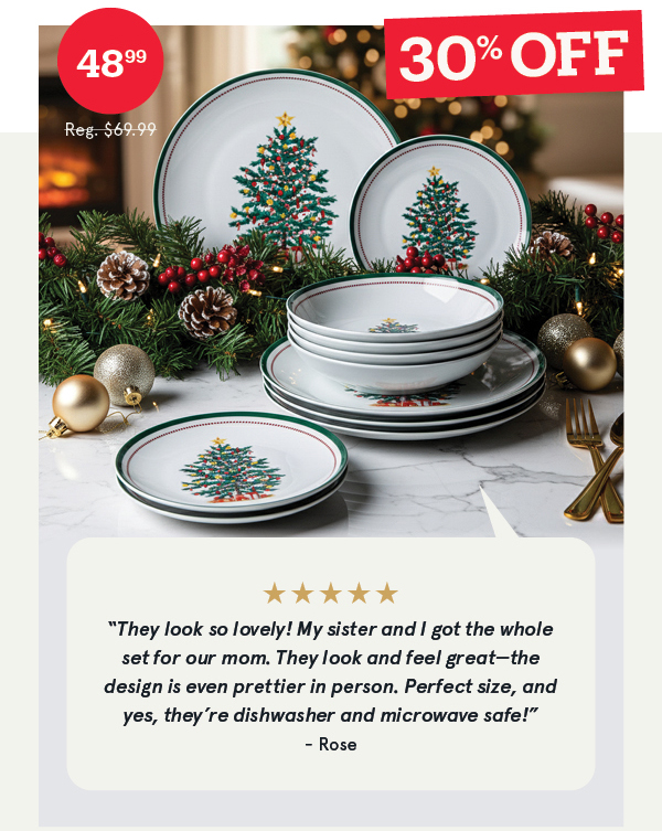 Christmas Noel 'Evergreen' Porcelain Dinnerware Set - Set of 12