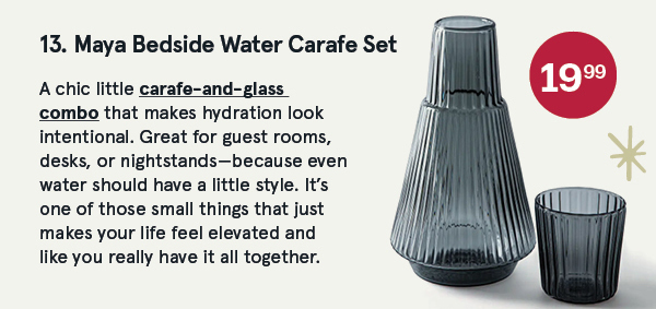 KSP MAYA BEDSIDE WATER CARAFE W/GLASS 1 L / 150 ML SMOKE