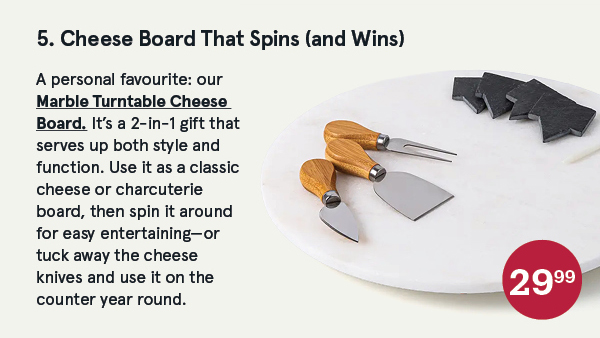 KSP MARBLE TURNTABLE CHEESE BOARD COMBO SET/9 35 CM DIA. X 2 CM WHITE/GREY