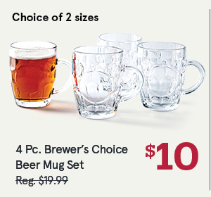 Brewer's Choice Glass Beer Mug 510ml - Set of 4