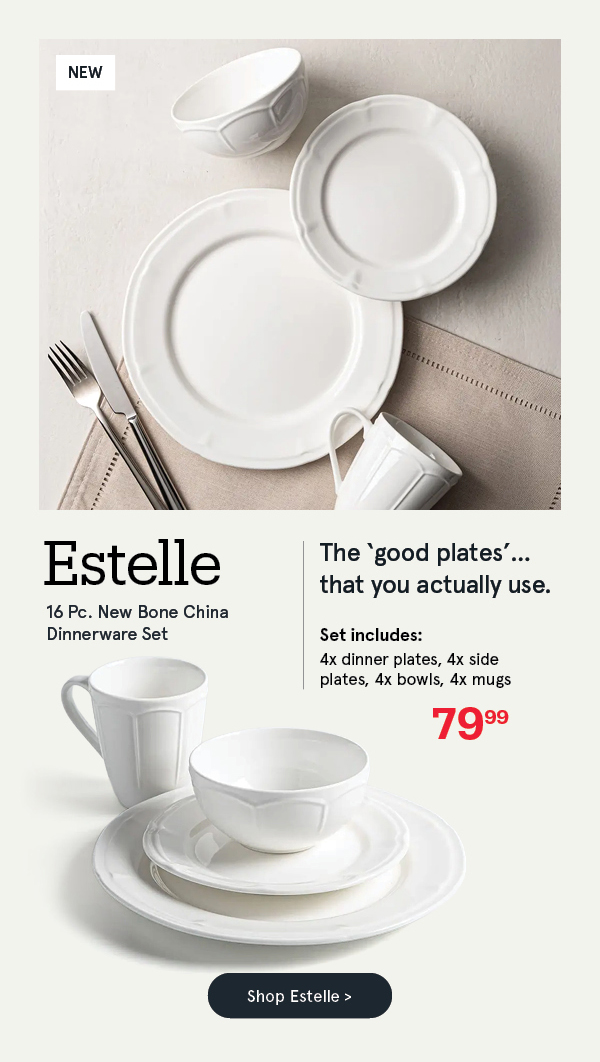Estelle New Bone China Dinnerware - Set of 16