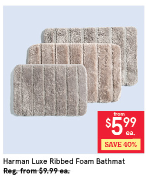 HARMAN LUXE RIBBED MEMORY FOAM BATHMAT 17" X 24" CHARCOAL