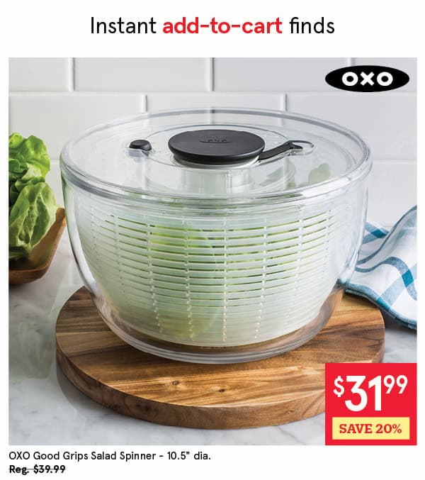 OXO GOOD GRIPS SALAD SPINNER W/CLEAR LID 10.5" DIA. CLEAR