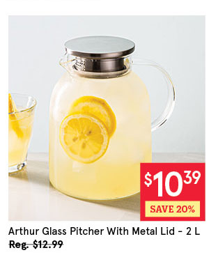 Arthur Glass Pitcher with Metal Lid