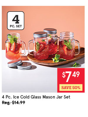 Ice Cold Glass Mason Drinking Jar