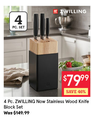 Zwilling Now Stainless Wood Knife Block Combo - Set of 4
