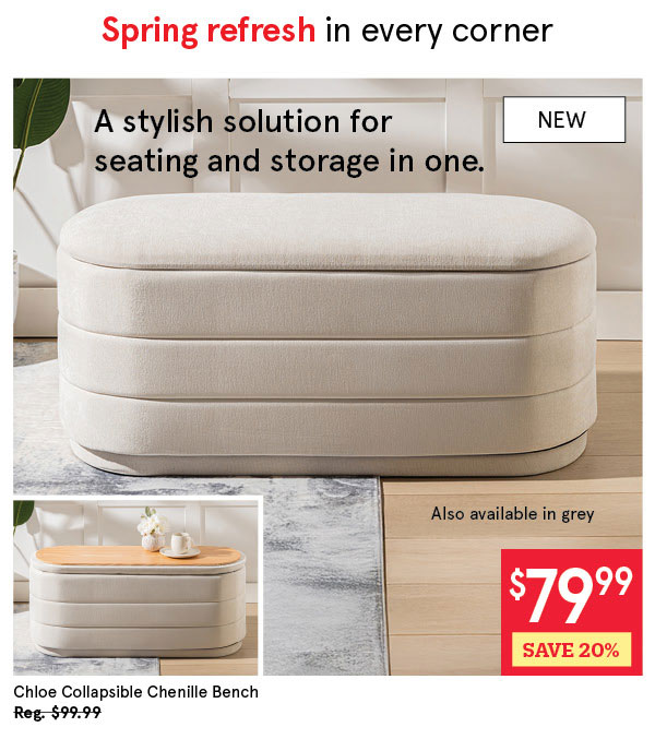 Chloe Collapsible Chenille Bench