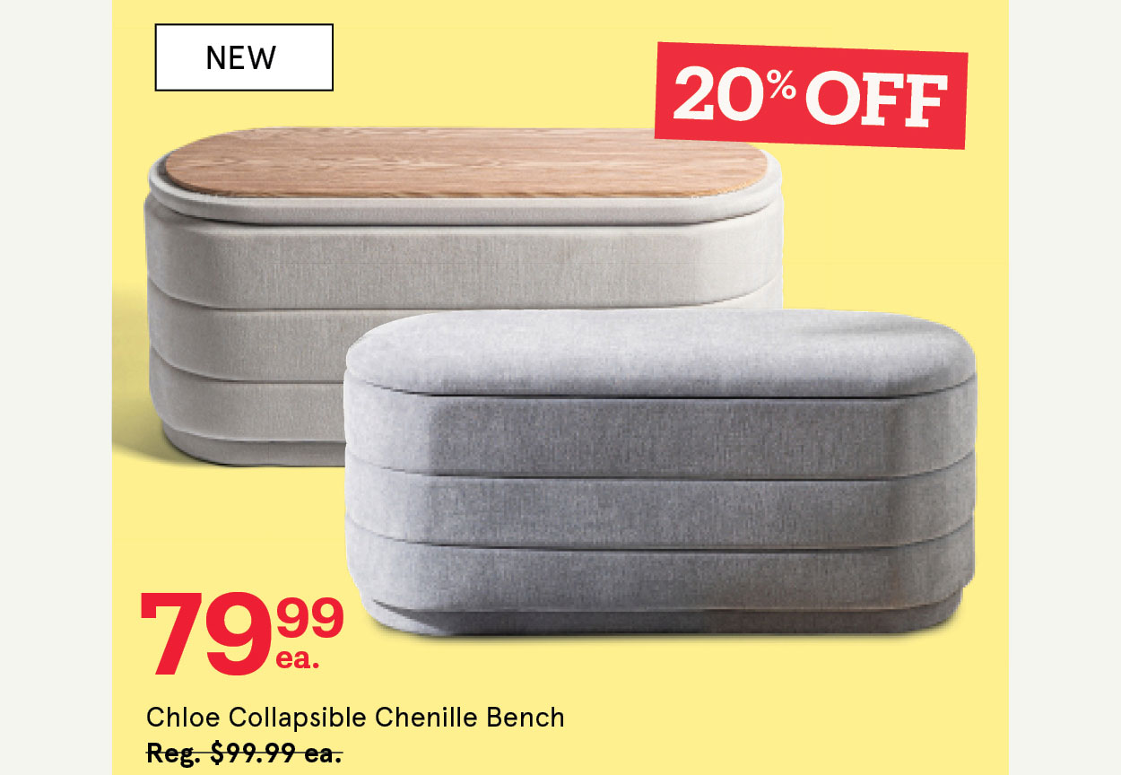 Chloe Collapsible Chenille Bench