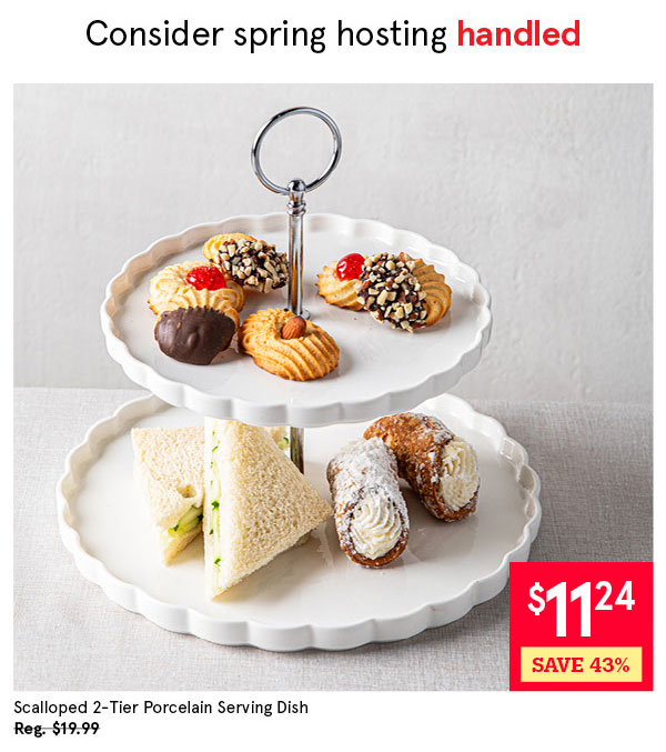 KSP Scalloped 2-Tier Porcelain Serving Dish (White)