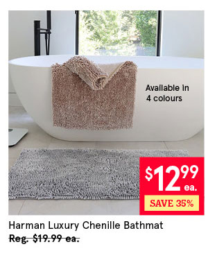 Harman Luxe Chenille Microfiber Bathmat 20" x 42" (Light Grey)