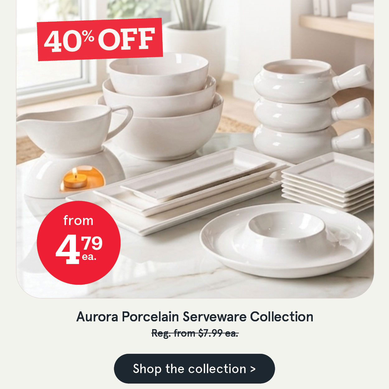 40% OFF Aurora Serveware